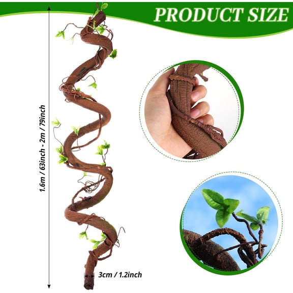 71in Bendable Artificial Vines with Green Leaves, Fake Thick Vine Stems and Tree Branches for Home Decor, Artificial Tree Twigs Branches for Outdoor Garden Wall Hanging