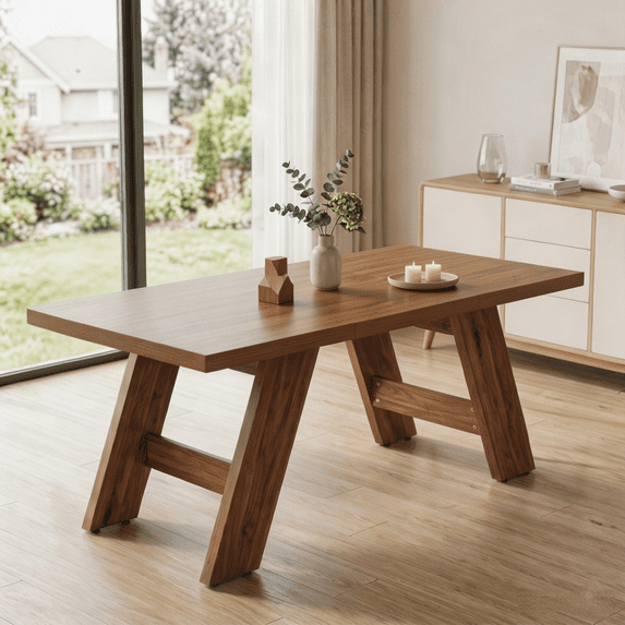 71in Rectangular Dining Table, LEAGHOME 6-8 Seater Kitchen Table, Family Dinner Table for Dining Room, Multifunctional for Home Office & Conference Use, Walnut