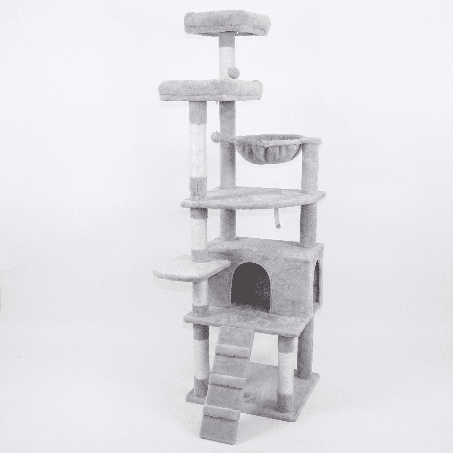 71in Tall Multi-Level Cat Tree with Hammocks, 2 Top platform, Cat Cave, Scratching Posts, Plush Cat Tower for Indoor Cats, Perfect for Multiple Cats