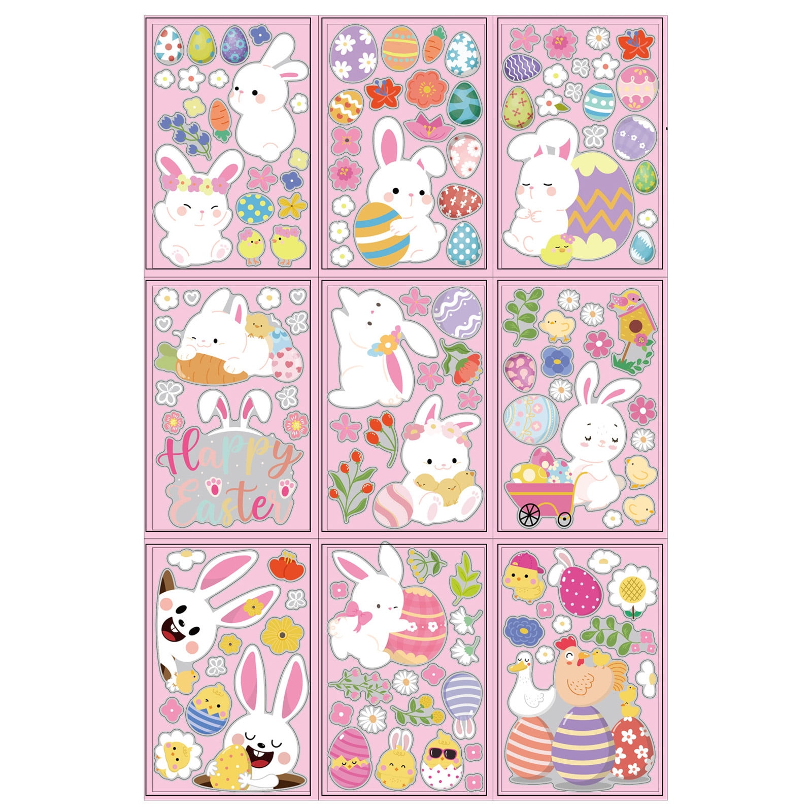 71pc Cute Kids Easter Sticker Pack (9 Sheets): Cute Bunny & Egg Decals ...