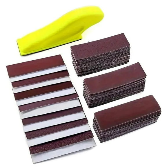 71pc Sandpaper Finger Sander Set for Small Projects Craft Polishing Tool 30x93mm