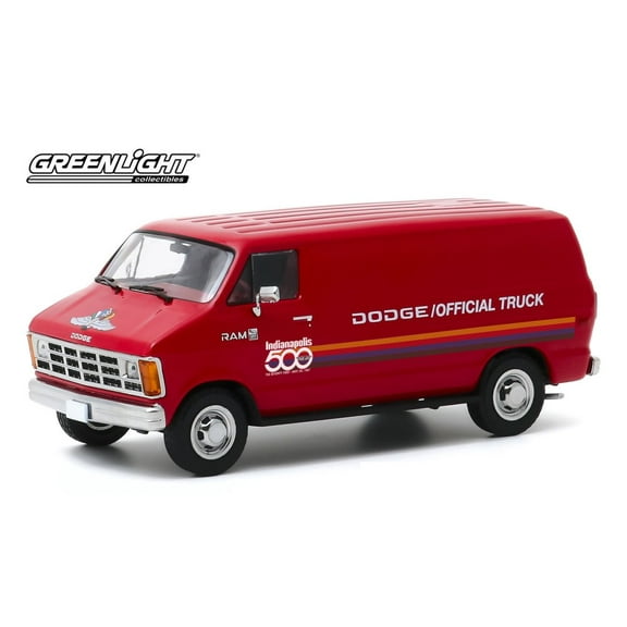 71st Annual Indianapolis 500 Mile Race Official Truck 1987 Dodge Ram B150 Van, Red - Greenlight 86576 - 1/43 scale Diecast Model Toy Car