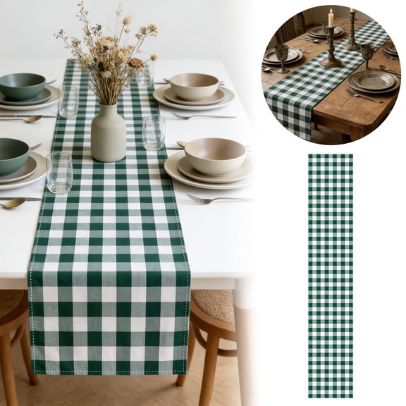 71x13 Inch Checkered Table Runner Flax Gingham Table Runner for Birthday Wedding Party Table Centerpiece Decorations Plaid Check Table Cloth Long Table Decor for Farmhouse Rustic