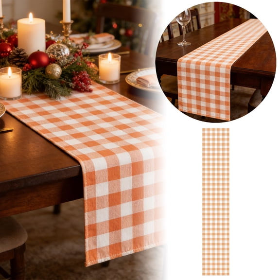 71x13 Inch Checkered Table Runner Flax Gingham Table Runner for Birthday Wedding Party Table Centerpiece Decorations Plaid Check Table Cloth Long Table Decor for Farmhouse Rustic
