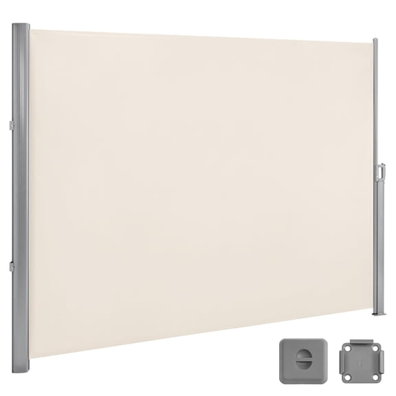 71x138 Inch Fully Assembled Patio Awning, Waterproof Sunshade Privacy Screen for Balcony Deck Pool, Aluminum Construction, Beige