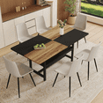 thumbnail image 1 of NYEESS 7-Piece 71 inch Wood Dining Table Set with Storage Shelf and 6 Warm Gray PU Chairs, Modern Dining Room Furniture, 1 of 11