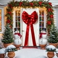 thumbnail image 1 of 71x35in Christmas Door Cover with Large Red Bow - Satin-Like Nylon Fabric, Festive Door Drape for Holiday Party Decor, Easy Install & Eye-Catching Xmas Home Accent, 1 of 5