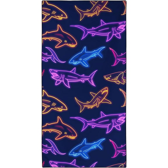 71x36IN Colorful Sharks Beach Towel Quick Dry Towels Pool Accessories Cruise Essentials Vacation Gifts Summer Must Haves for Swimming Camping Travel