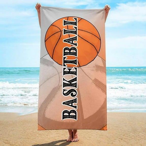 71x36in Basketball Theme Beach Towel Absorbent Soft Pool Towel,Quick Dry Sand Free Camping Travel Bath Towels Beach Essential Gift Yoga Gym Swim Towels
