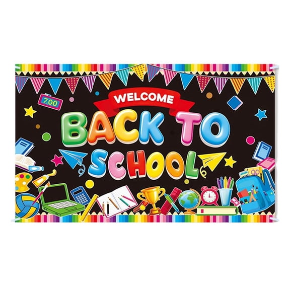 71x43 Inch Back to School Backdrop Banner, Welcome First Day of School Photo Booth Background, Sturdy Reusable Classroom Wall Decoration Sign