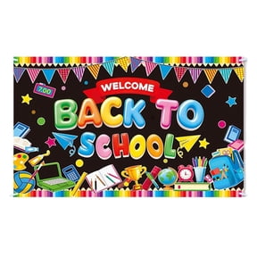 71x43 Inch Back to School Backdrop Banner, Welcome First Day of School Photo Booth Background, Sturdy Reusable Classroom Wall Decoration Sign