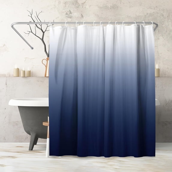 71x74 Shower Curtain 100% Polyester Shower Curtain - Water-Resistant Bath Curtain with Metal Grommets and 12 Shower Curtain Rings - Gradient Shower Curtains for Bathroom
