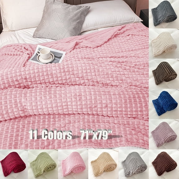 KOYPTL 71x79In Jacquard Weighted Throw Blanket for Adults Sleep,Fluffy Sherpa Fleece Flat Sheet,Soft Warm Blanket for Bed Couch Sofa Household Winter Holiday Bedroom Living Room Decorations Pink