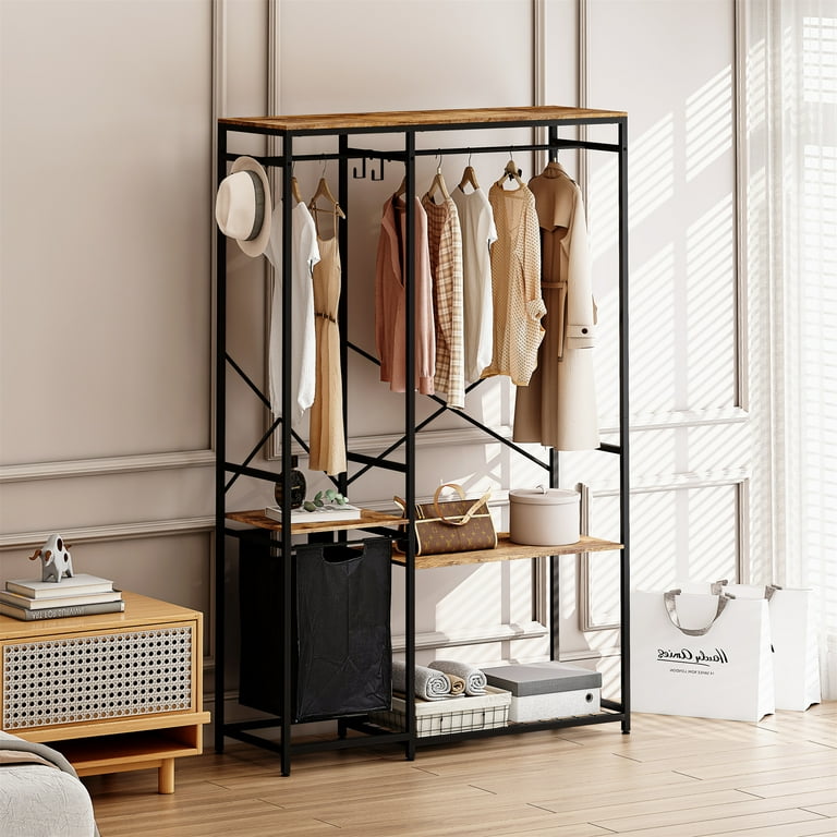 dress rack design Amazon.com: pamo Industrial Pipe Clothing Rack Wall Mounted Black Closet System in Powder-Coated Steel 79.13" W 87.4" H Easy Setup Ideal for Walk-In Closets & Retail Use :