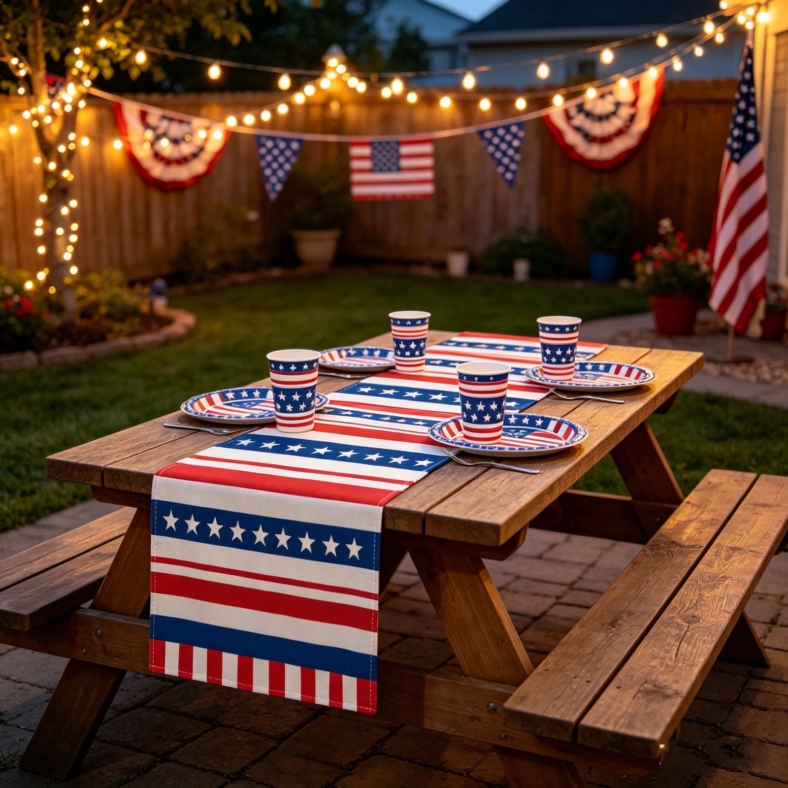 72.05x12.99 Inch Table Runner, Flag and Star Patterns, Patriotic ...