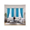 thumbnail image 1 of (#72) 1 Panel Turquoise Solid Thermal Foam Lined Blackout Heavy Thick Window Curtain Drapes Bronze Grommets 63" Length, 1 of 3