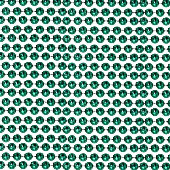 72" 12mm Round Metallic Green Mardi Gras Beads