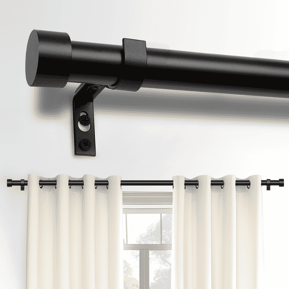 72"-144" Curtain Rods, 1 inch Diameter Window Curtain Rod Set,Heavy Duty Curtain Rods with Aluminium Finials,Black