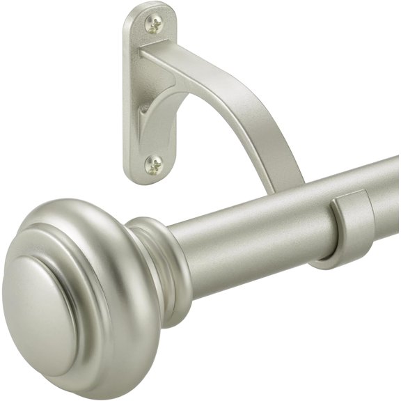 72-144 Inches Curtain Rods for Window, 1 Inch Diameter Drapery Rod with Resin Finials, Ideal Adjustable Heavy Duty Single Curtains Rod for Bedroom, Living Room Decoration, Matte Silver