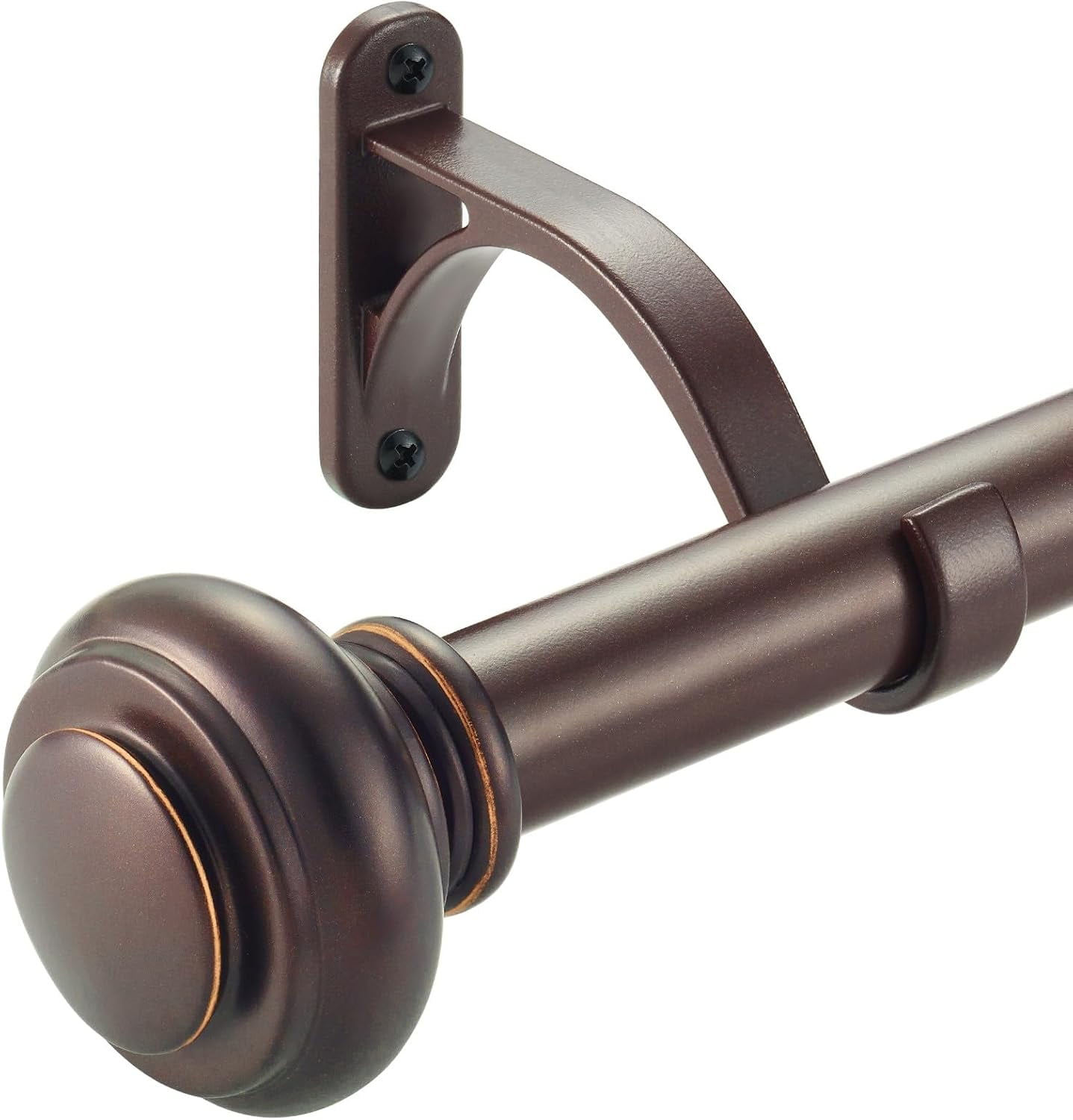 72-144 Inches Curtain Rods for Window, 1 Inch Diameter Drapery Rod with Resin Finials, Ideal Adjustable Heavy Duty Single Curtains Rod for Bedroom, Living Room Decoration, Matte Brown