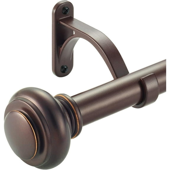 72-144 Inches Curtain Rods for Window, 1 Inch Diameter Drapery Rod with Resin Finials, Ideal Adjustable Heavy Duty Single Curtains Rod for Bedroom, Living Room Decoration, Matte Brown