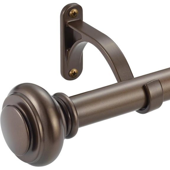 36-72 Inches Curtain Rods for Window, Vimayta 1 Inch Diameter Drapery Rod with Resin Finials, Ideal Adjustable Heavy Duty Single Curtains Rod for Bedroom, Living Room Decoration, Dark Bronze
