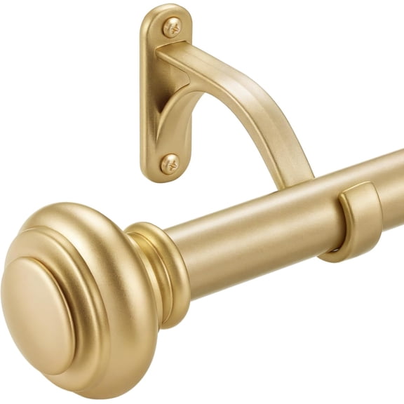 72-144 Inches Curtain Rods for Window, dd 1 Inch Diameter Drapery Rod with Resin Finials, Ideal Adjustable Heavy Duty Single Curtains Rod for Bedroom, Living Room Decoration, Warm Gold