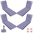 thumbnail image 1 of 72×21×3in Outdoor Chaise Lounge Cushions, Replacement Patio Chair Cushion With Headres, Waterproof Sun Lounger Cushions（4pcs Blue and white）, 1 of 6