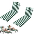 thumbnail image 1 of 72" ×21" Outdoor Chaise Lounge Cushion, 3" Thick High-Density Foam Fill, with Removable Headrest, Waterproof Fade Resistant, Replacement Cushion for Lawn Pool (Green White Stripes 2PCS), 1 of 9
