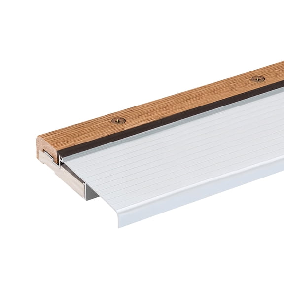 Randall Manufacturing Adjustable Height Oak and Aluminum Sill Exterior Door Threshold, Silver, 6 ft, 72 3/4" X 5 3/4"