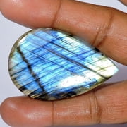 Khushi Gems Natural Blue Flashy Labradorite Pear Cabochon Jewelry Gemstone, 72.30 Ct