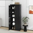 thumbnail image 1 of 72.4" Minimalist Kitchen Storage Cabinet,Freestanding Tall Kitchen Cupboard with 4 Doors and Adjustable Shelves,Accent Cabinet Buffet Sideboard for Living Room Kitchen Office,Black, 1 of 7