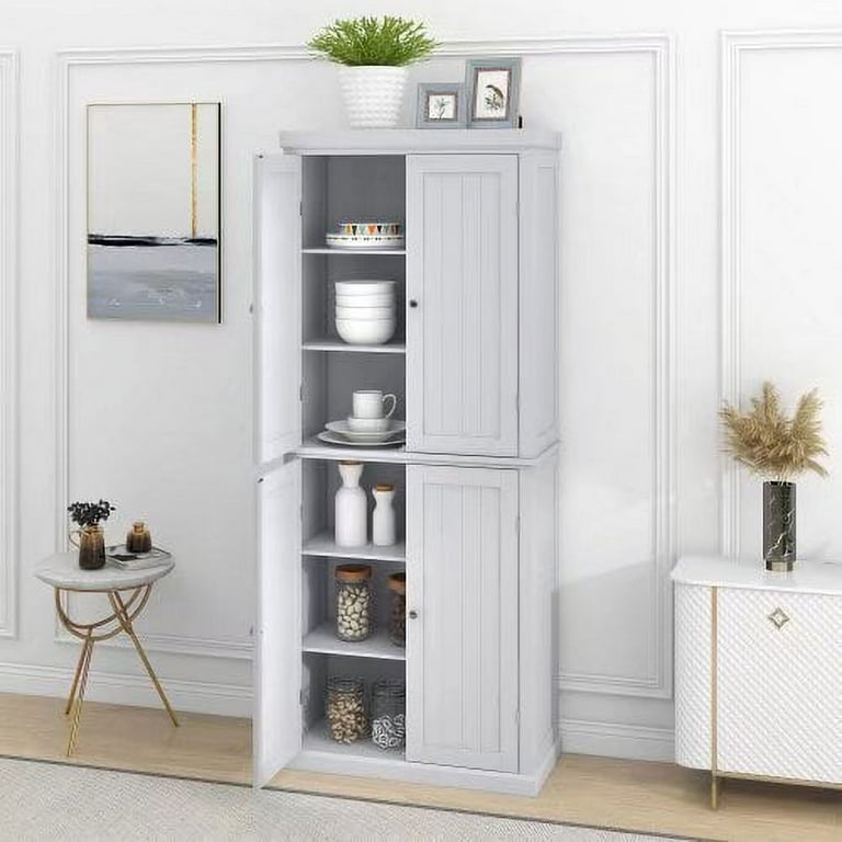 usikey Large Storage Cabinet with 4 Doors, Floor Storage Cabinet with  Adjustable Shelf, Sideboard for Bedroom, Living Room, Home Office, Kitchen