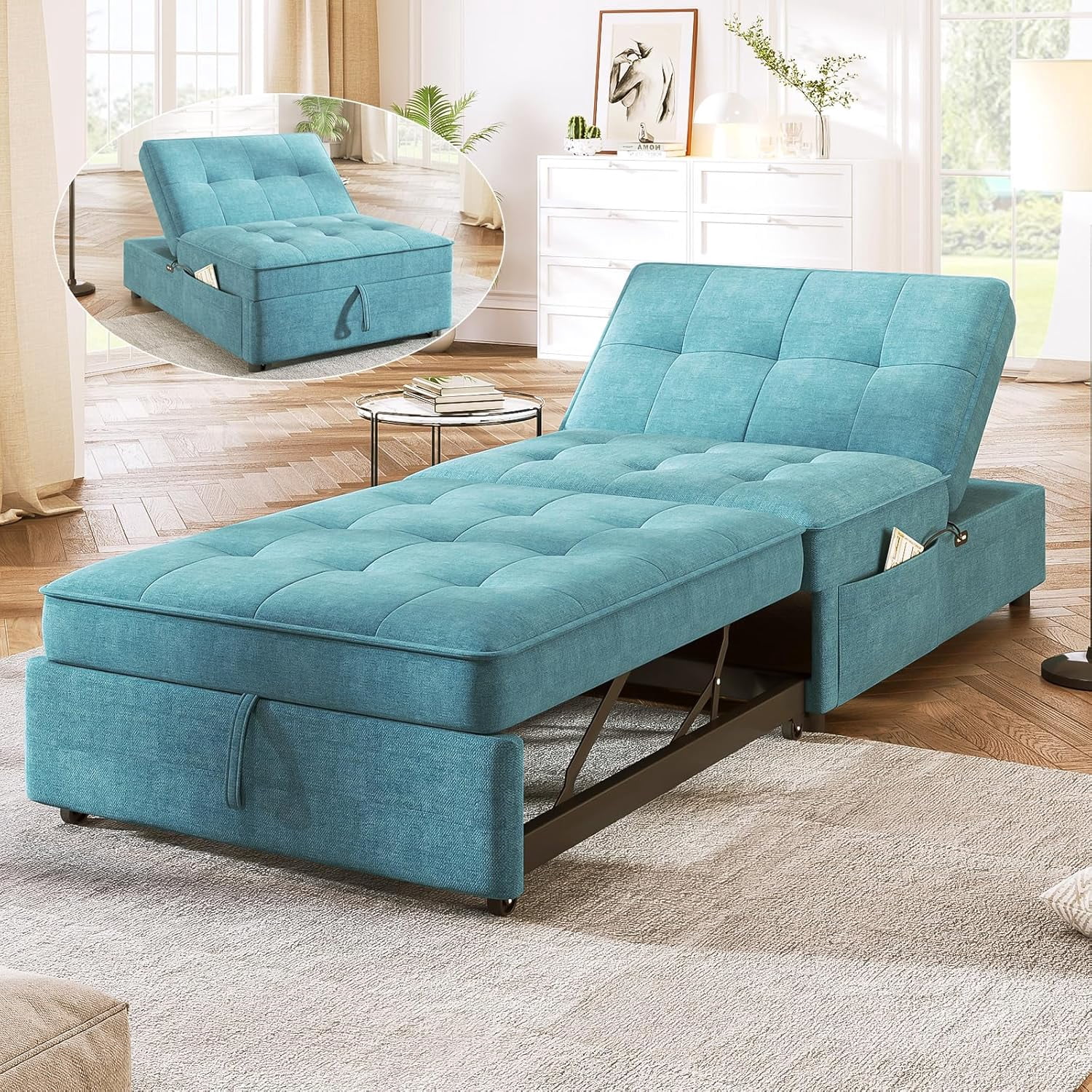 72.5'' Convertible Bed Sleeper Chair 4-in-1Pull Out Sofa Lazy Bed ...