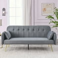 thumbnail image 1 of 72.5" Convertible Futon Sofa Bed with 2 Pillows, Velvet Sleeper Sofa with Adjustable Backrest, Upholstered Loveseat Sleeper Couch with Padded Cushions, for Living Room Bedroom Office, Gray, 1 of 9