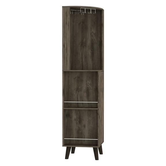 72.78''h Dark Brown Living Room Corner Bar Cabinet With Cup Rack And Drawer Storage For Entertaining Purposes Space
