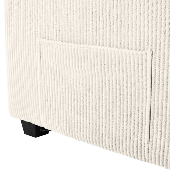 72.8" Corduroy Convertible Sleeper , Full Mattress, 2 Usbs, Cup Holders, Side Pockets, Phone Holder, Beige Living Area Thing With Size Two Ports, Storage Pockets & Holder For Room,