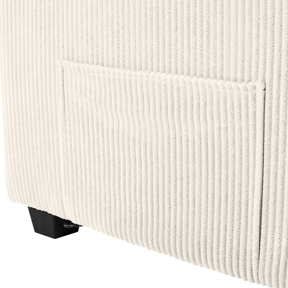 72.8" Corduroy Sleeper , Size Mattress, 2 Ports, Cup Holders, Side Pockets, Phone Holder, Beige Living With Full Storage Room Thing