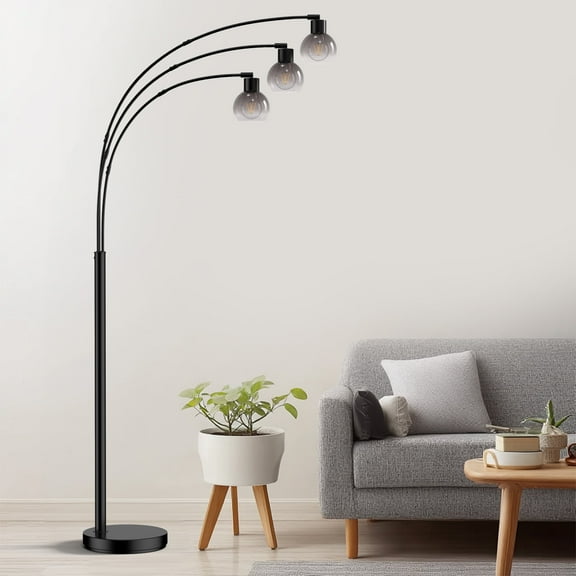 72.8'' Industrial 3-light Led Arched Standing Tree Floor Lamp With Adjustable Swing Arm Heads