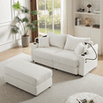 thumbnail image 1 of 72.8" Loveseat Modular Sectional Sofa, Modern Sectional Sofa Couch with Storage Space, Movable Ottoman, 2 USB Ports, 2 Cup Holders and a Phone Holder, Lounge Cloud Couch for Living Room, Beige, 1 of 9