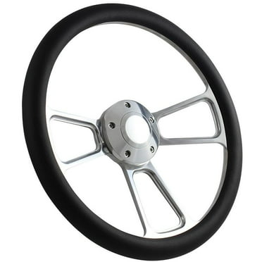 72-82 Ford Courier Pick-up Steering Wheel Kit 14" Polished Muscle Steering Wheel Black Half Wrap