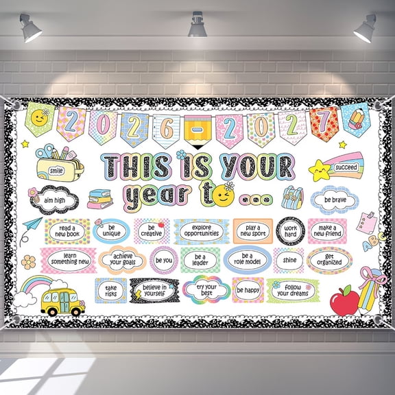 72.8x43.3 Inch Motivational Classroom Banner Welcome Sign for Back to School Decor