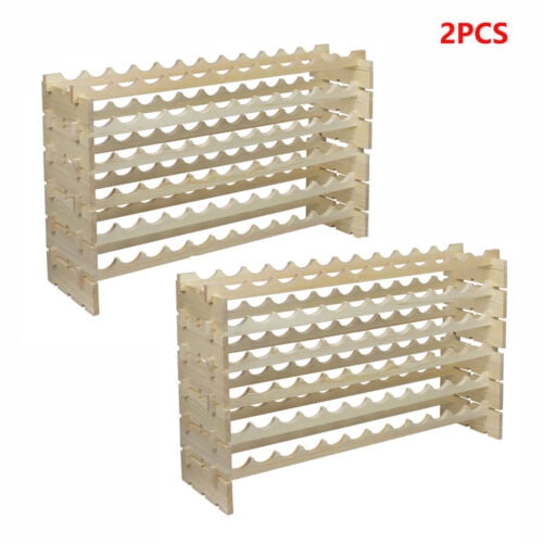 2PCS 96 Bottles Wine Rack Natural Wood Holder Stackable Storage Display Shelve P 55384670 2PCS 96 Bottles Wine Rack Natural Wood Holder Stackable Storage Display Shelve P 55384670