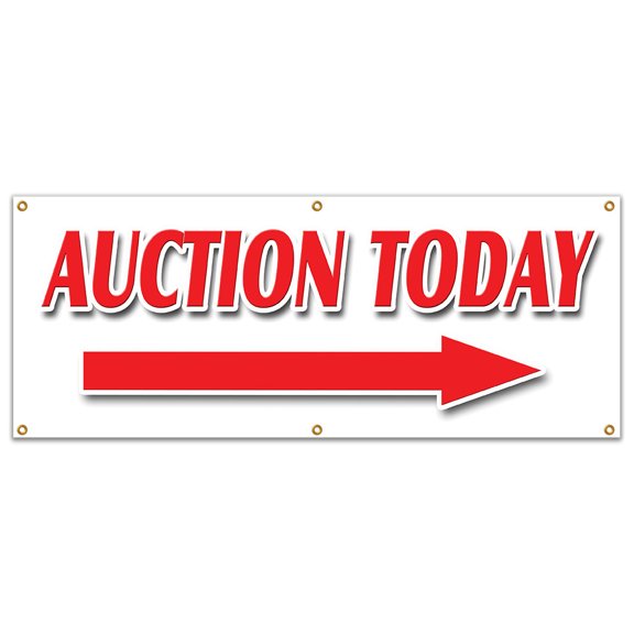 72" AUCTION TODAY WITH RIGHT ARROW BANNER SIGN antiques jewelry estate