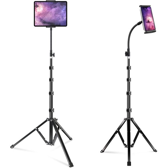 72" Adjustable iPad Stand Floor, Heavy Duty Tablet Tripod Stand, Floor Tablet Tripod Holder for iPad Pro 12.9 Mini Air, iPhone and 4.7-13 inches Devices