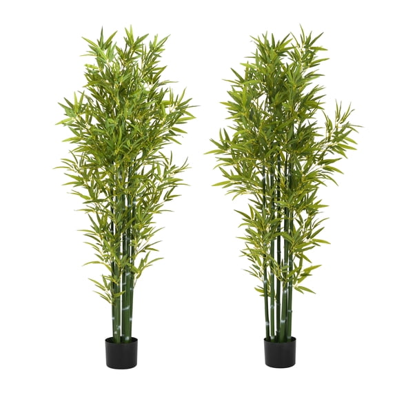 72" Artificial Bamboo with Black Plastic Pot, Set of 2