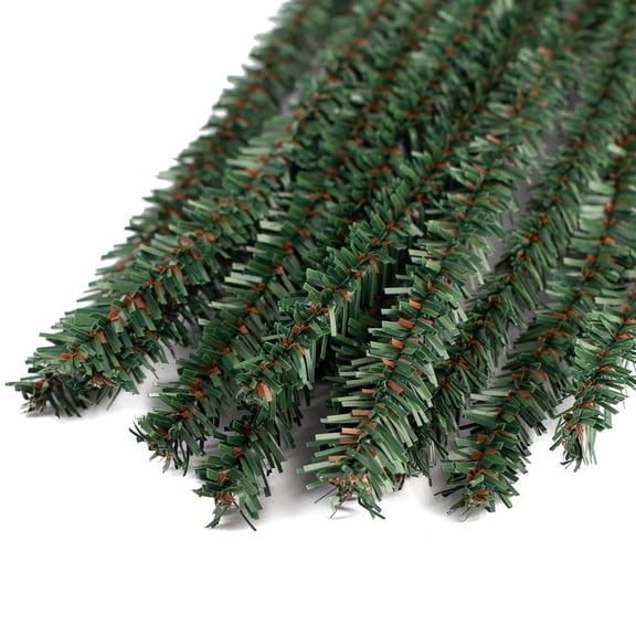 Factory Direct Craft Artificial Canadian Pine Pipe Cleaner Wired Stems, Set of 72, 12 Inch Christmas Craft Stems