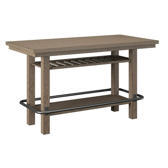 72" Bar Height Table, Rectangular Bar Table, Storage Table, Wood Counter Height Table for Living Room, Brown