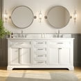 thumbnail image 1 of 72" Bathroom Vanity Double Sink Top with Backsplash, Pre-assembled Cabinet Sink Combo White, 1 of 13
