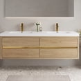 thumbnail image 1 of 72" Bathroom Vanity With Sink, Floating Storage Cabinet. Natural Oak, Stone Resin Countertop, Soft Close Drawers, Substantial Volume, U-shape Drain, Invisible Handle, E1 Grade Panels Sink , Oak, 1 of 6